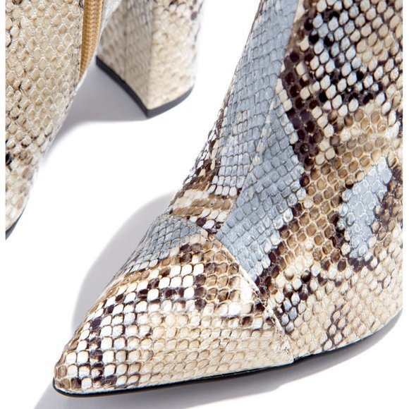 Pointy Toe Snakeskin Embossed Booties in Snake - Picture 5 of 8
